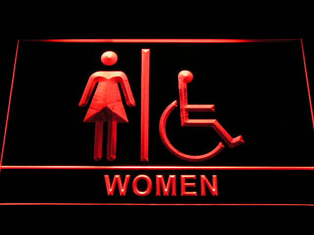 Disabled Wheelchair Handicap Access women Toilet Neon Sign